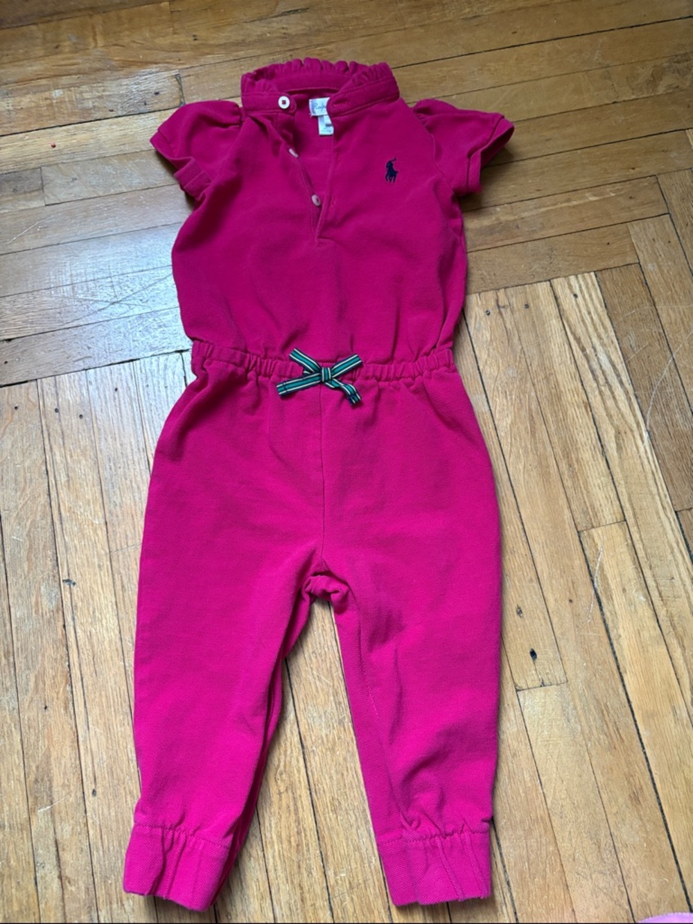 Ralph Lauren Fuchsia Polo-Style Baby Jumpsuit
